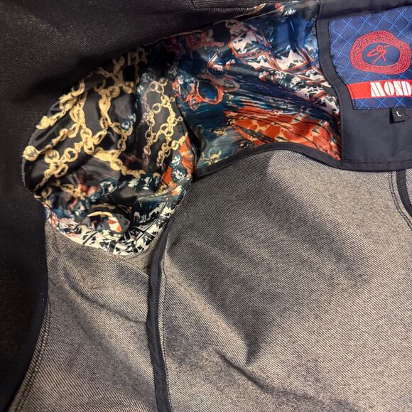 MONDO VTG Denim Blazer Jacket Mens Sz L Regular Fit Cotton Blend - Picture 3 of 10